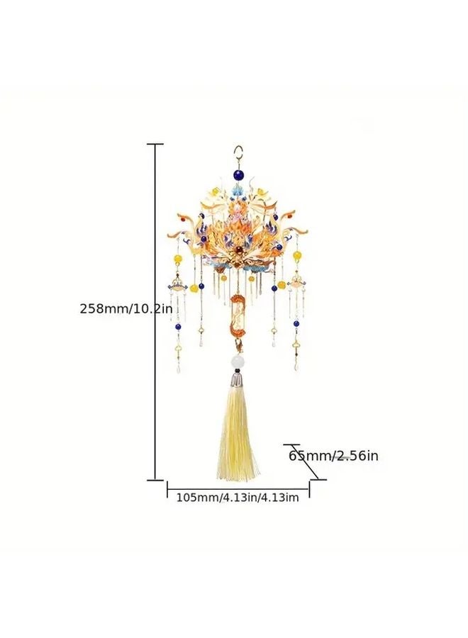 ZheZhuo Small Phoenix Crown 3D Metal Puzzle Blue Gold Intricate Design Beads Tassels Birthday Christmas Gift - Image 5